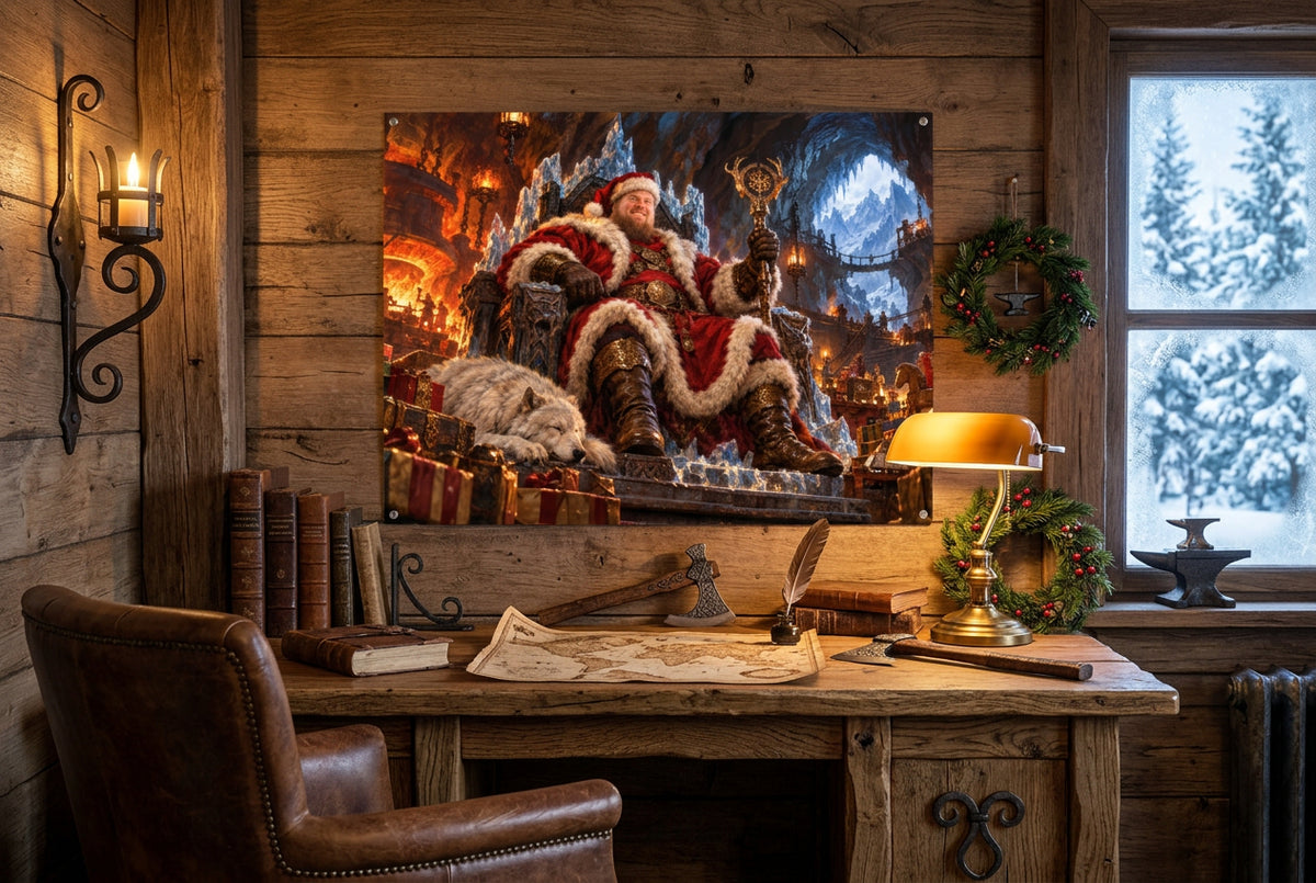 Big Ed – The Winterforge King – 12 × 16 inch premium luster photo paper poster; Big Ed memorial Christmas artwork, unframed product mockup by BBairt