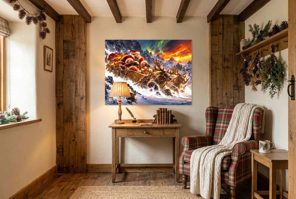 Big Ed – Christmas Across the Mountains – 12 × 16 inch premium luster photo paper poster; Big Ed memorial Christmas artwork, unframed product mockup by BBairt
