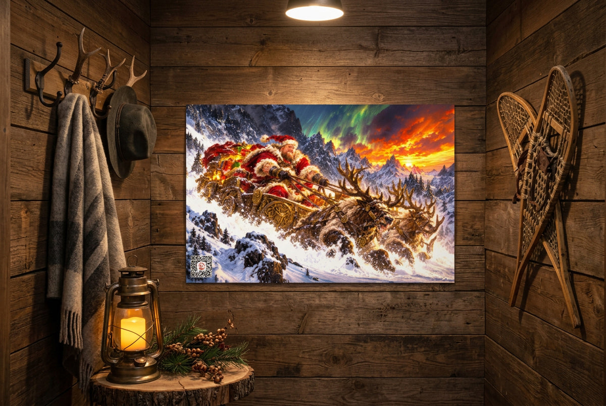 Big Ed – Christmas Across the Mountains – 12 × 18 inch premium luster photo paper poster; Big Ed memorial Christmas artwork, unframed product mockup by BBairt
