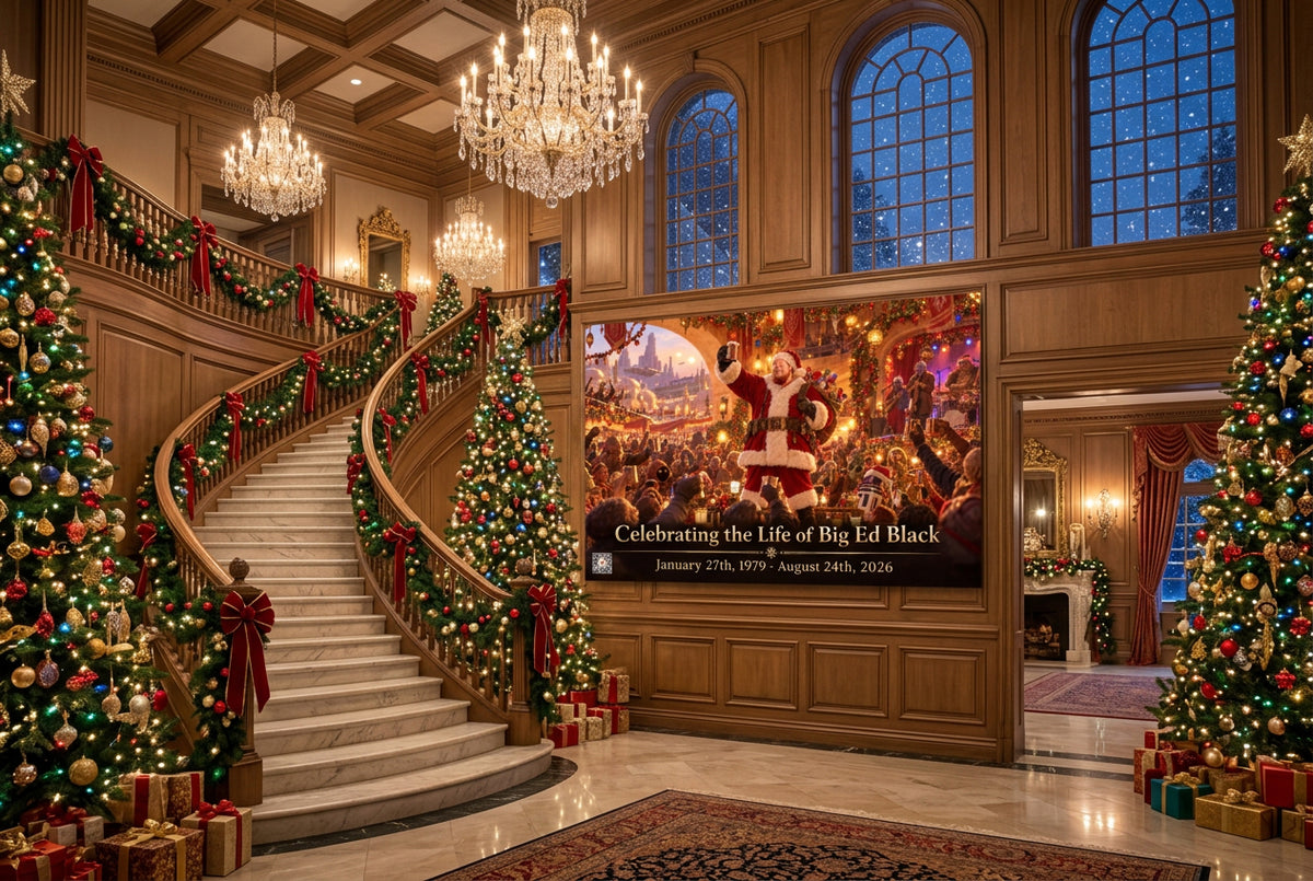 Big Ed – A Very Merry Christmas – 24 × 36 inch premium luster photo paper poster; Big Ed memorial Christmas artwork, unframed product mockup by BBairt