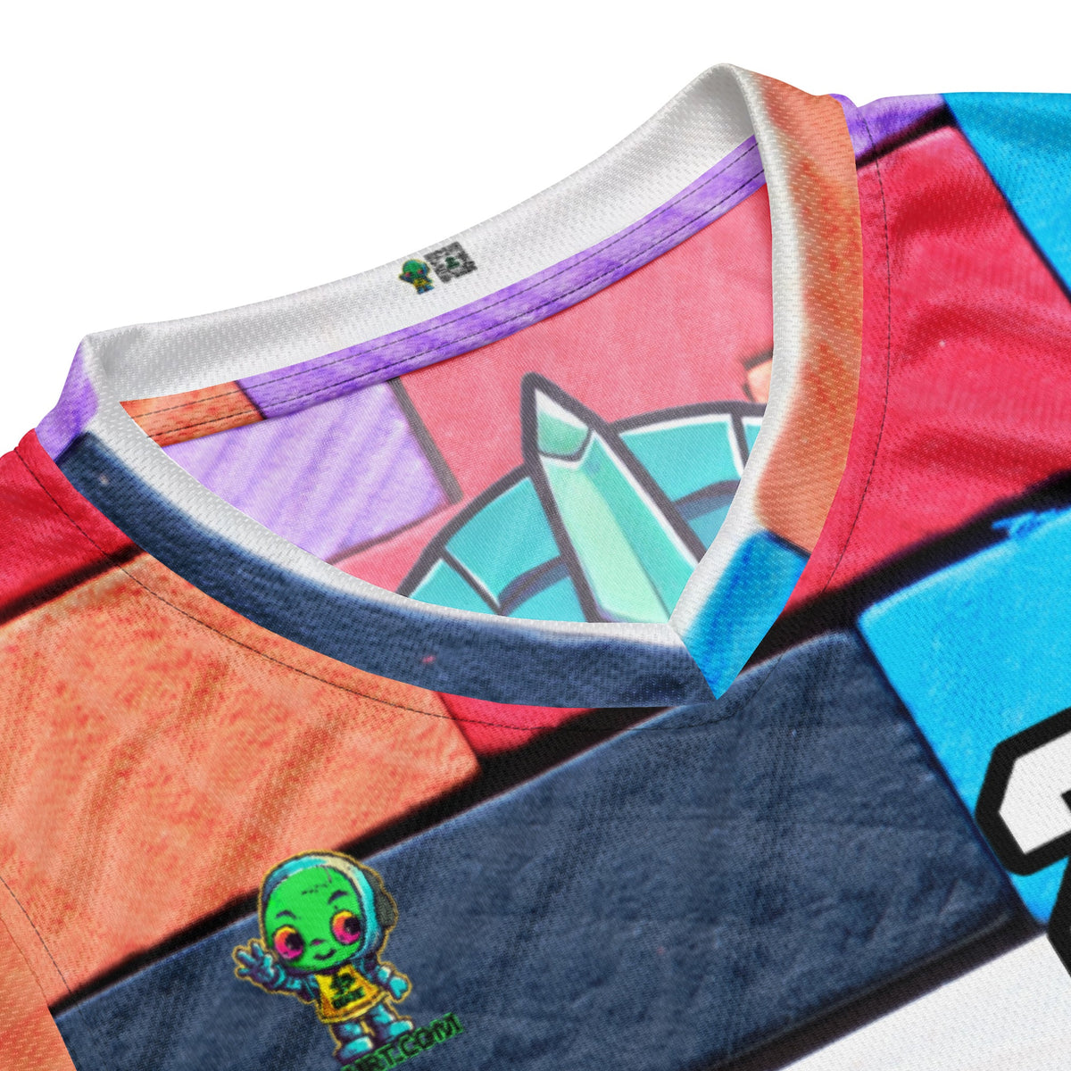 Rex the Reactor Watcher - Recycled unisex basketball jersey - Block Fusion Colorway - BBairt