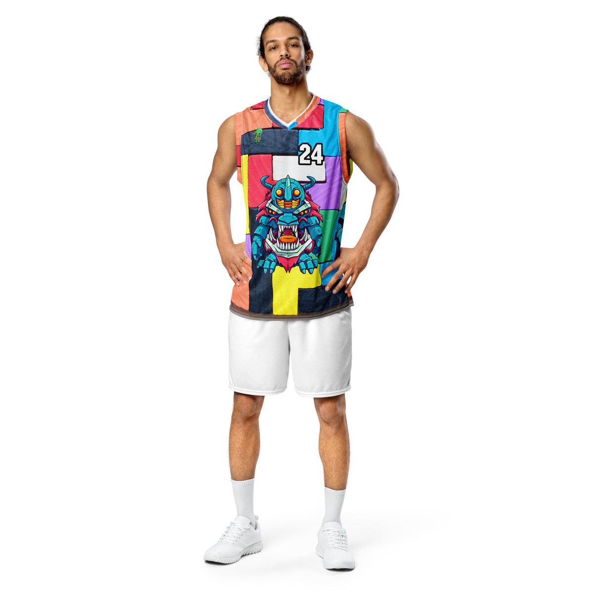 Rex the Reactor Watcher - Recycled unisex basketball jersey - Block Fusion Colorway - BBairt