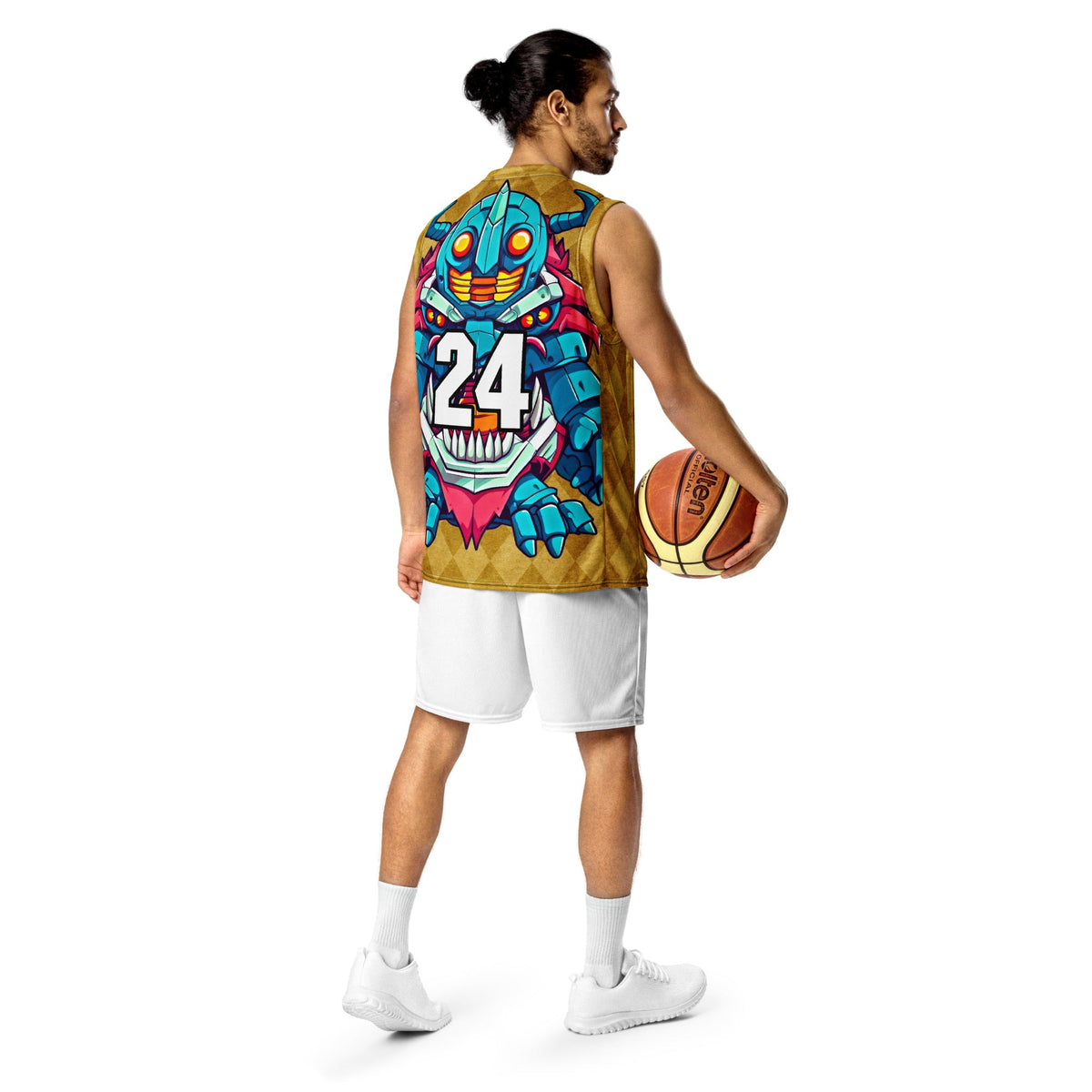 Rex the Reactor Watcher - Recycled unisex basketball jersey - Golden Argyle - BBairt