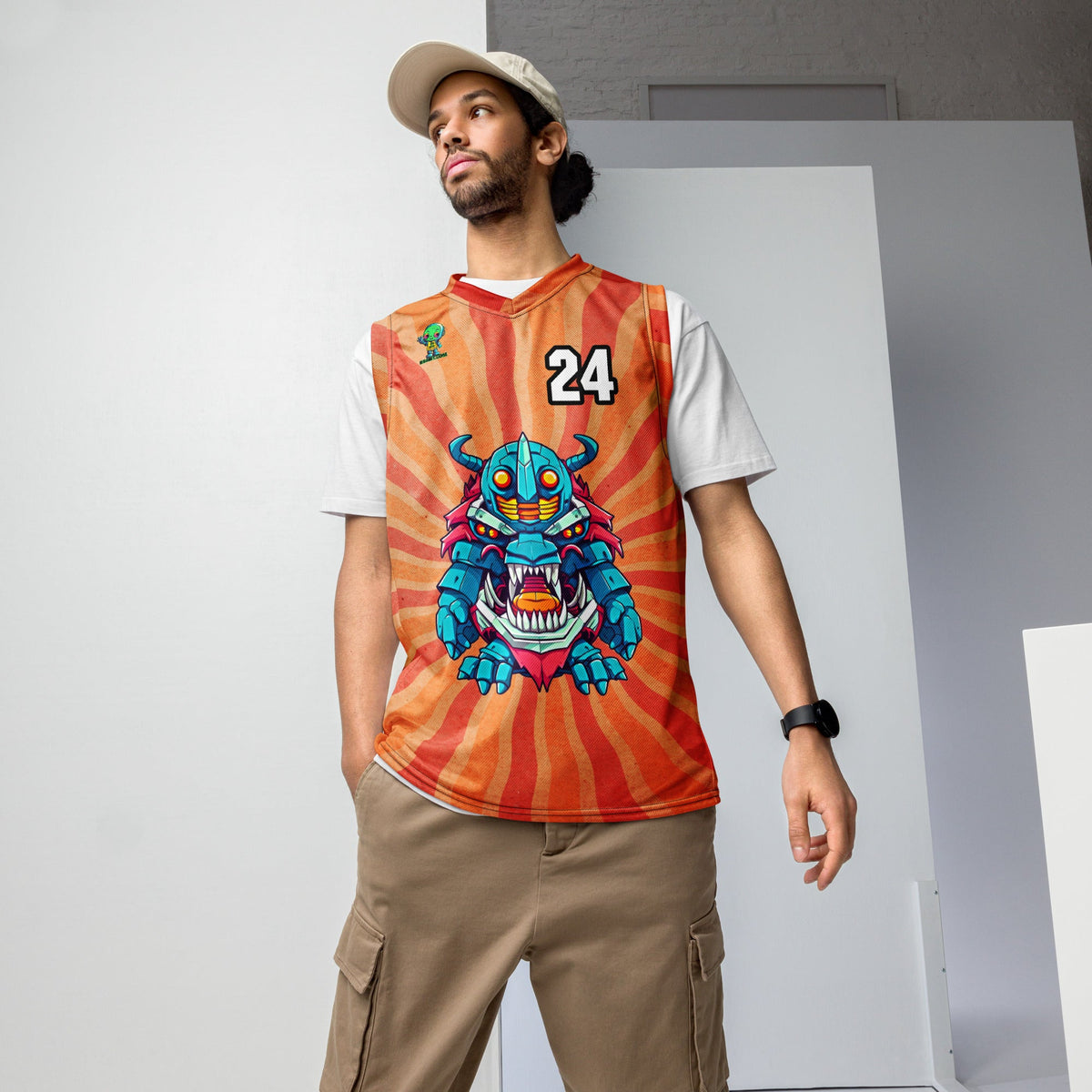 Rex the Reactor Watcher - Recycled unisex basketball jersey - Solar Flare - BBairt