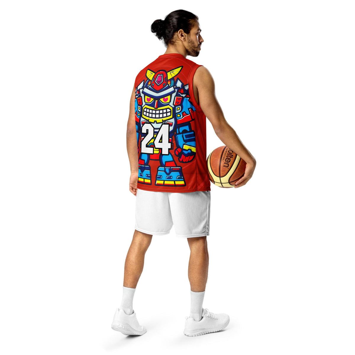 Robo Ranger - Recycled unisex basketball jersey - Crimson Vortex - BBairt