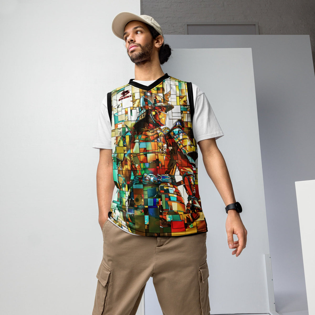 Sentinel of the Crimson Lotus - Recycled unisex basketball jersey - BBairt