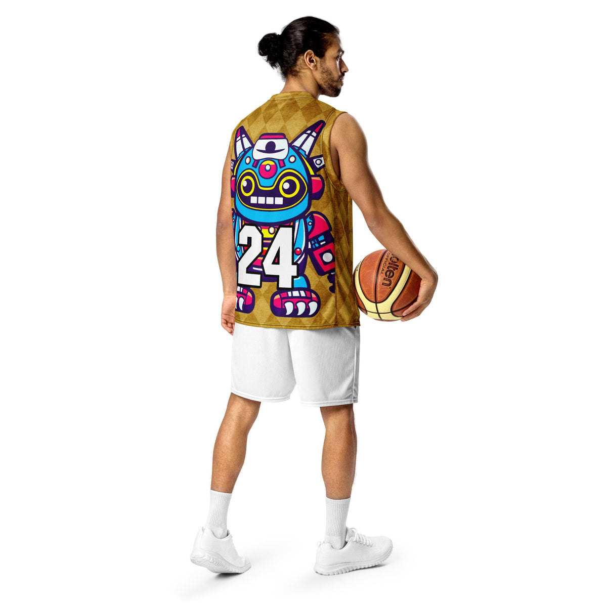 Techno Guardian - Recycled unisex basketball jersey - Golden Argyle Colorway - BBairt