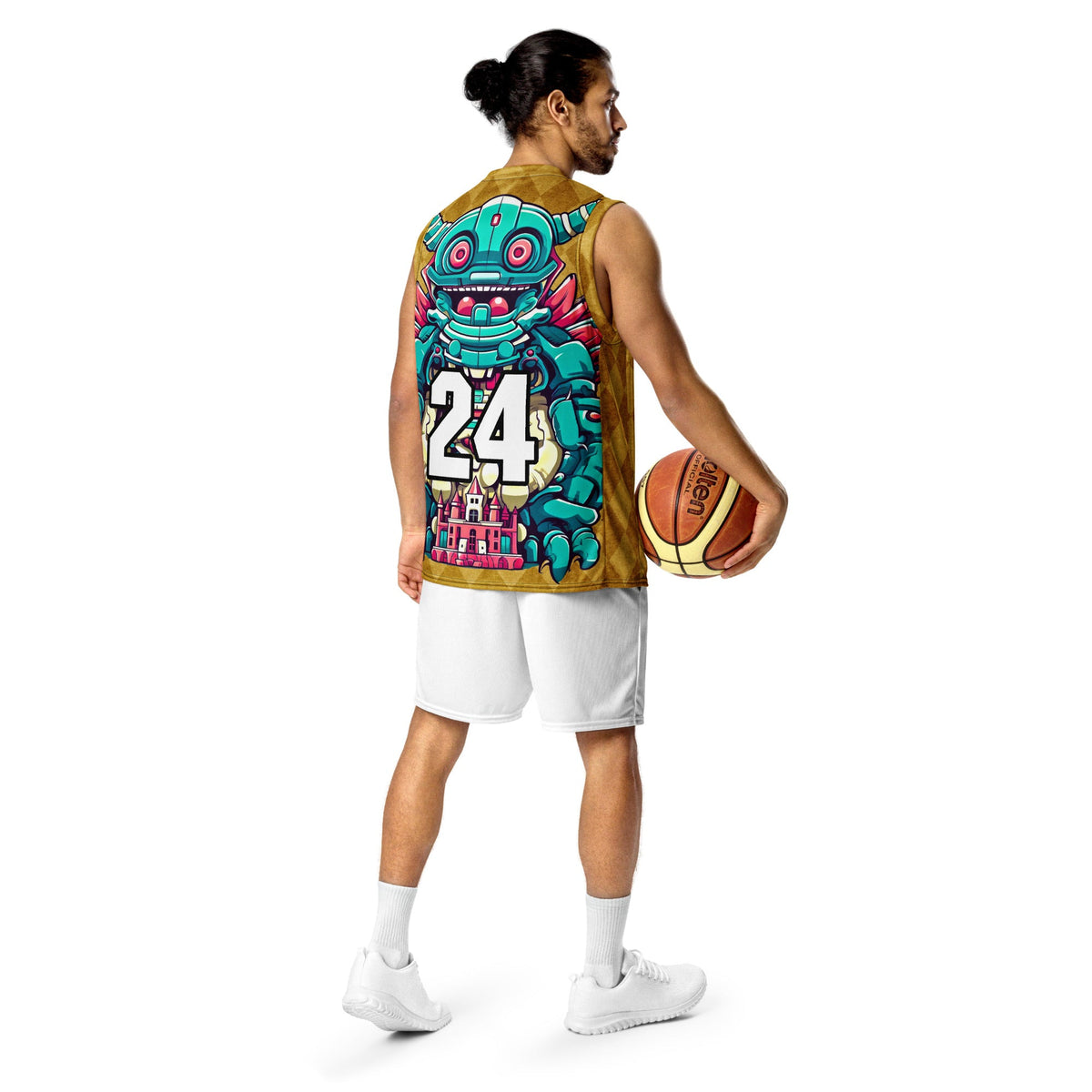 Toy Town Watchman - Recycled unisex basketball jersey - Golden Argyle Colorway - BBairt