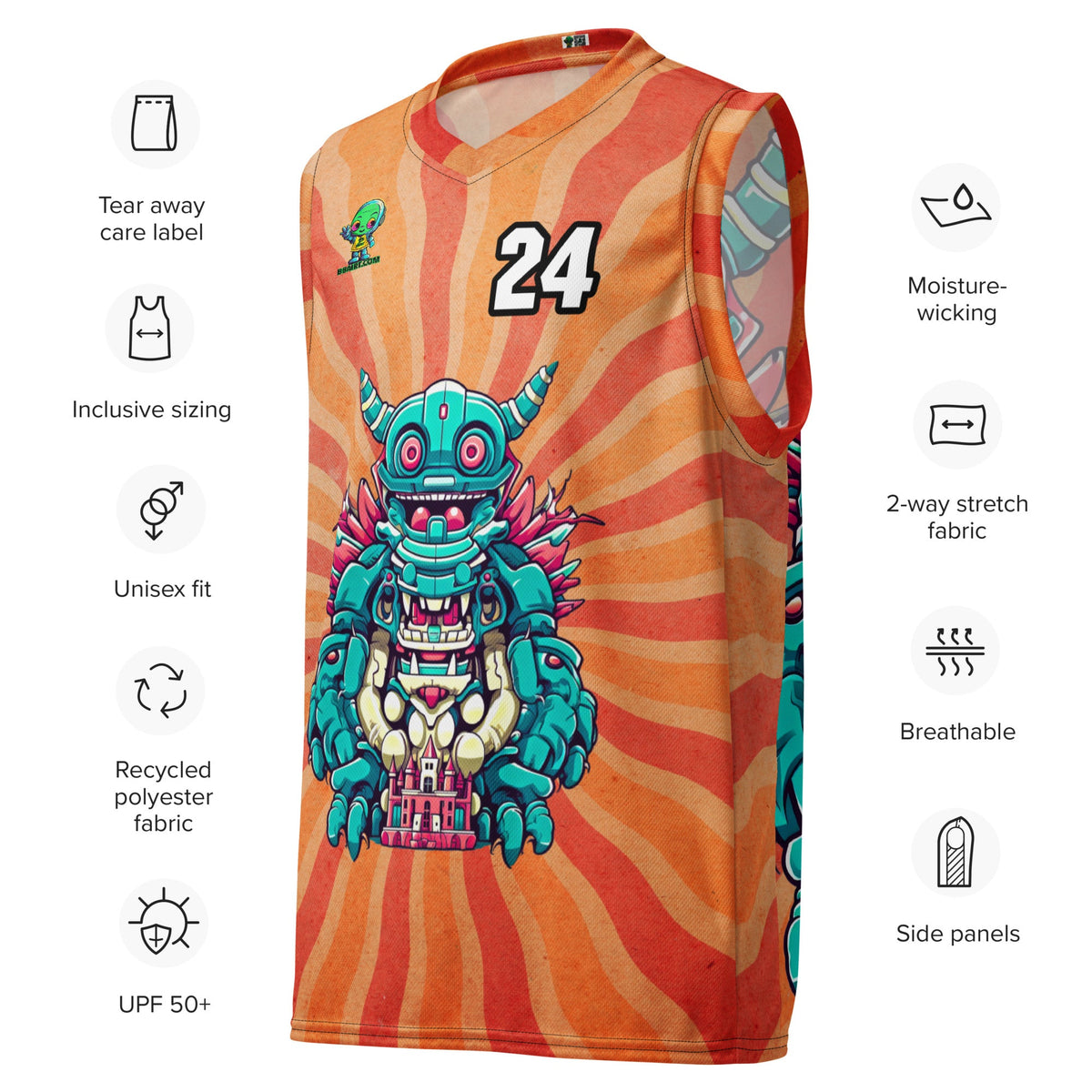 Toy Town Watchman - Recycled unisex basketball jersey - Solar Flare Colorway - BBairt