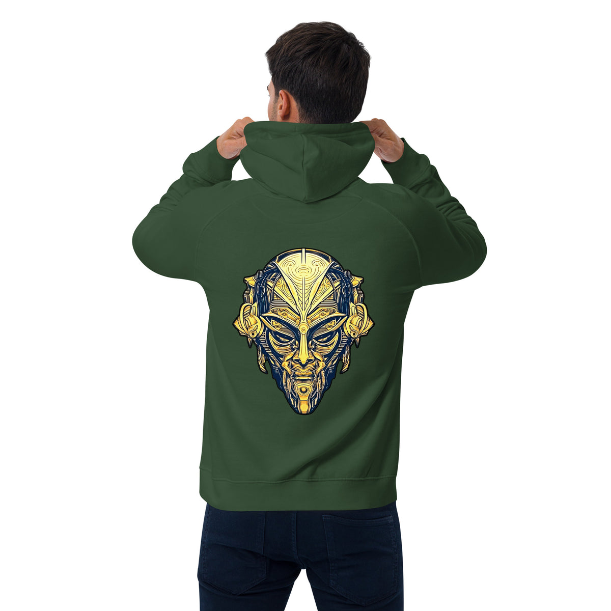 The Mask of Wisdom: Alden - Unisex Eco Raglan Hoodie