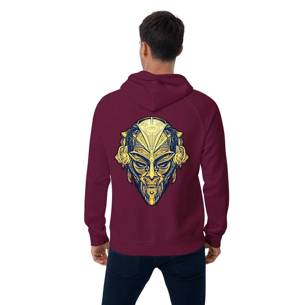 The Mask of Wisdom: Alden - Unisex Eco Raglan Hoodie