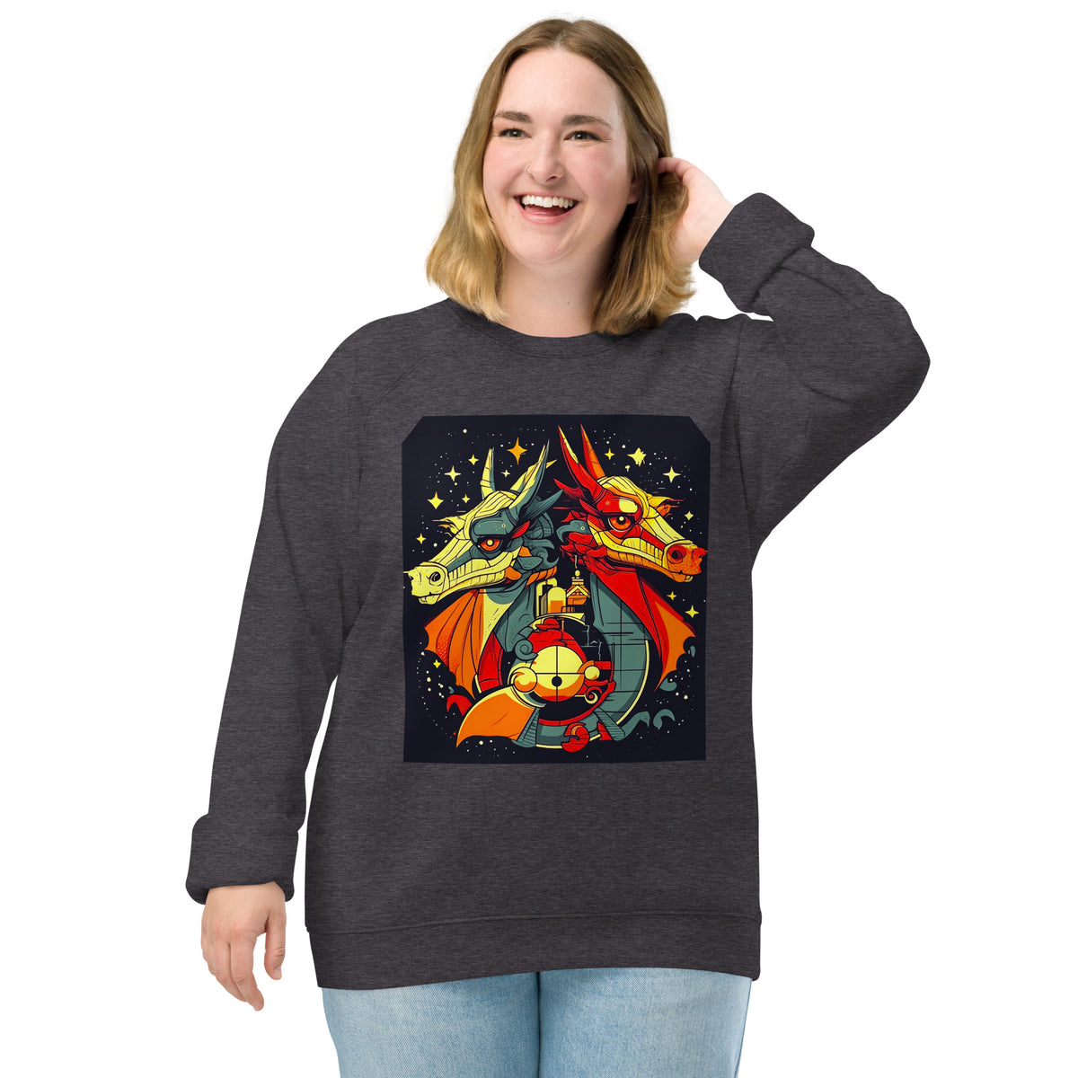 Stellar Watchkeepers - Unisex na organikong raglan na sweatshirt