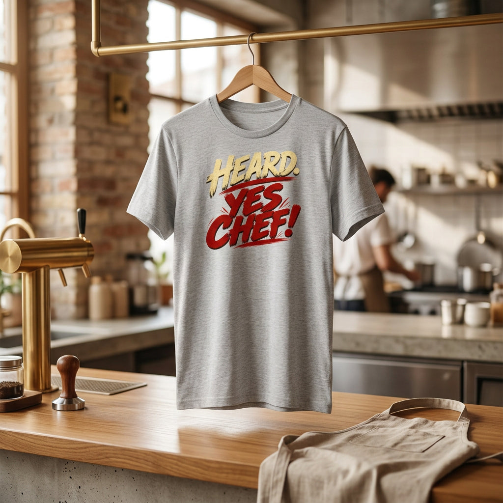 Heard. Yes Chef! unisex staple T-shirt — athletic heather front view mockup