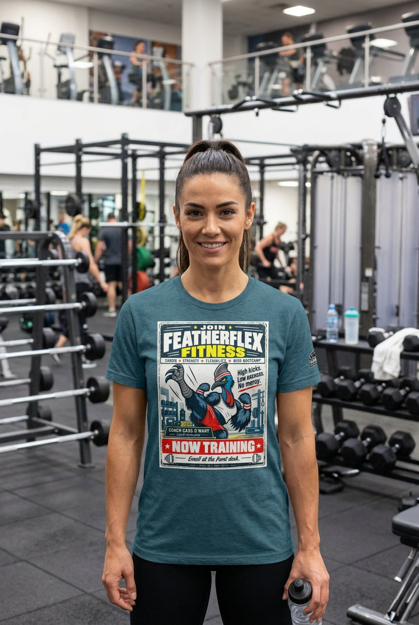 Featherflex Fitness – Birds of Labor unisex staple T-shirt, heather deep teal front view mockup