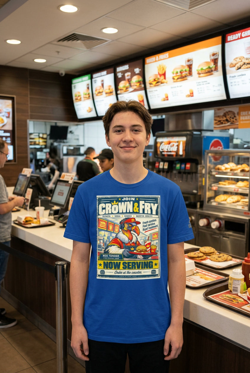 Crown & Fry – Birds of Labor unisex staple T-shirt, true royal front view mockup