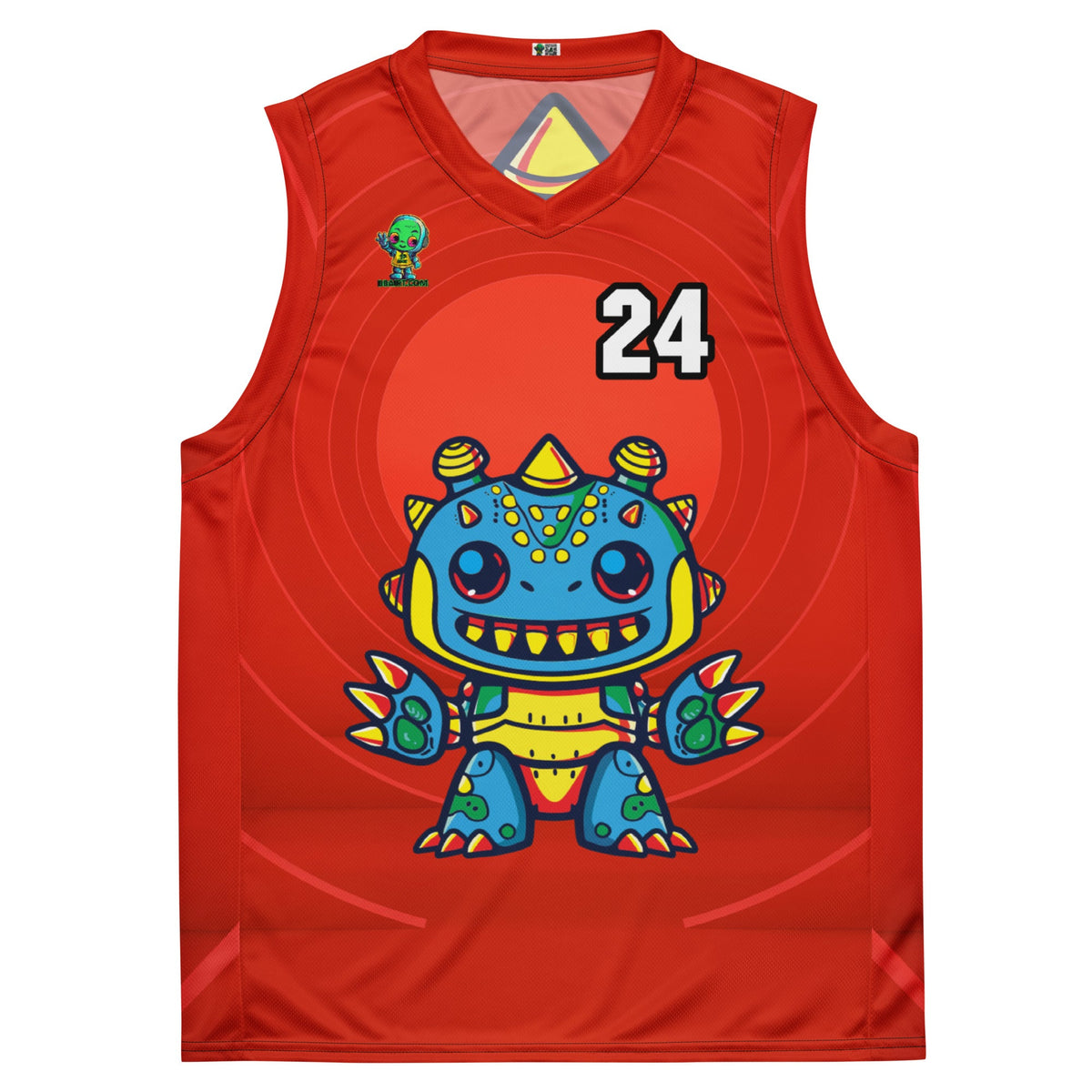 Zippy Zoid - Recycled unisex basketball jersey - Crimson Vortex Colorway - BBairt