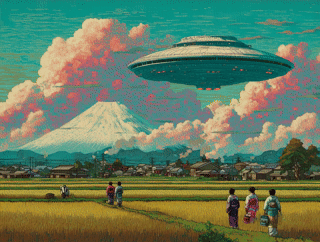 Shin-Hanga Sci-Fi Visions from BBairt sci-fi shin-hanga art