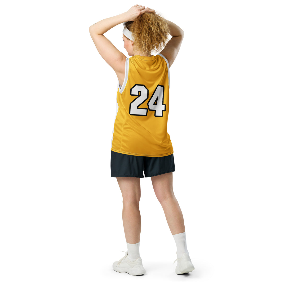 Zephyrion - Recycled unisex basketball jersey - white and gold