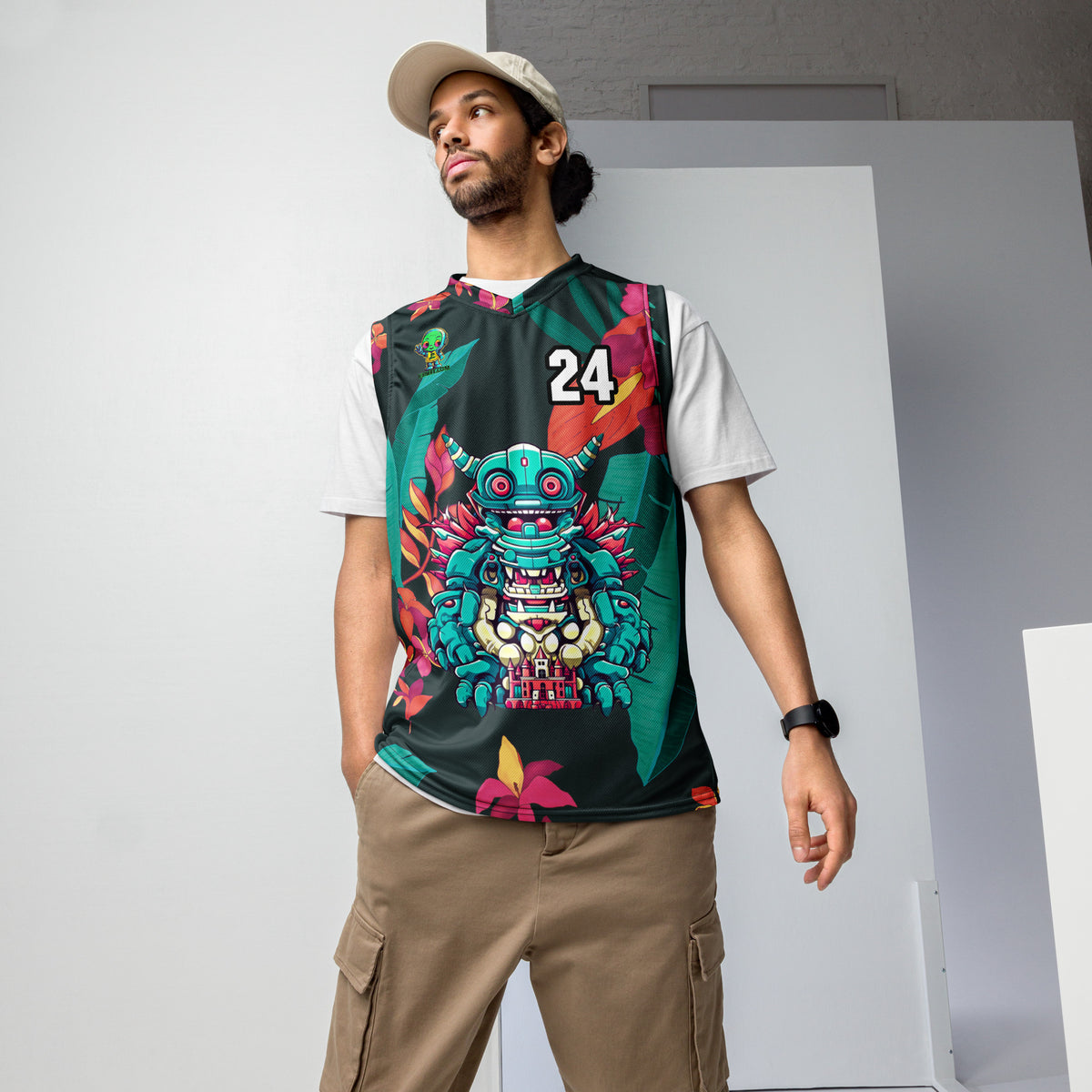 Toy Town Watchman - Recycled unisex basketball jersey - Midnight Jungle