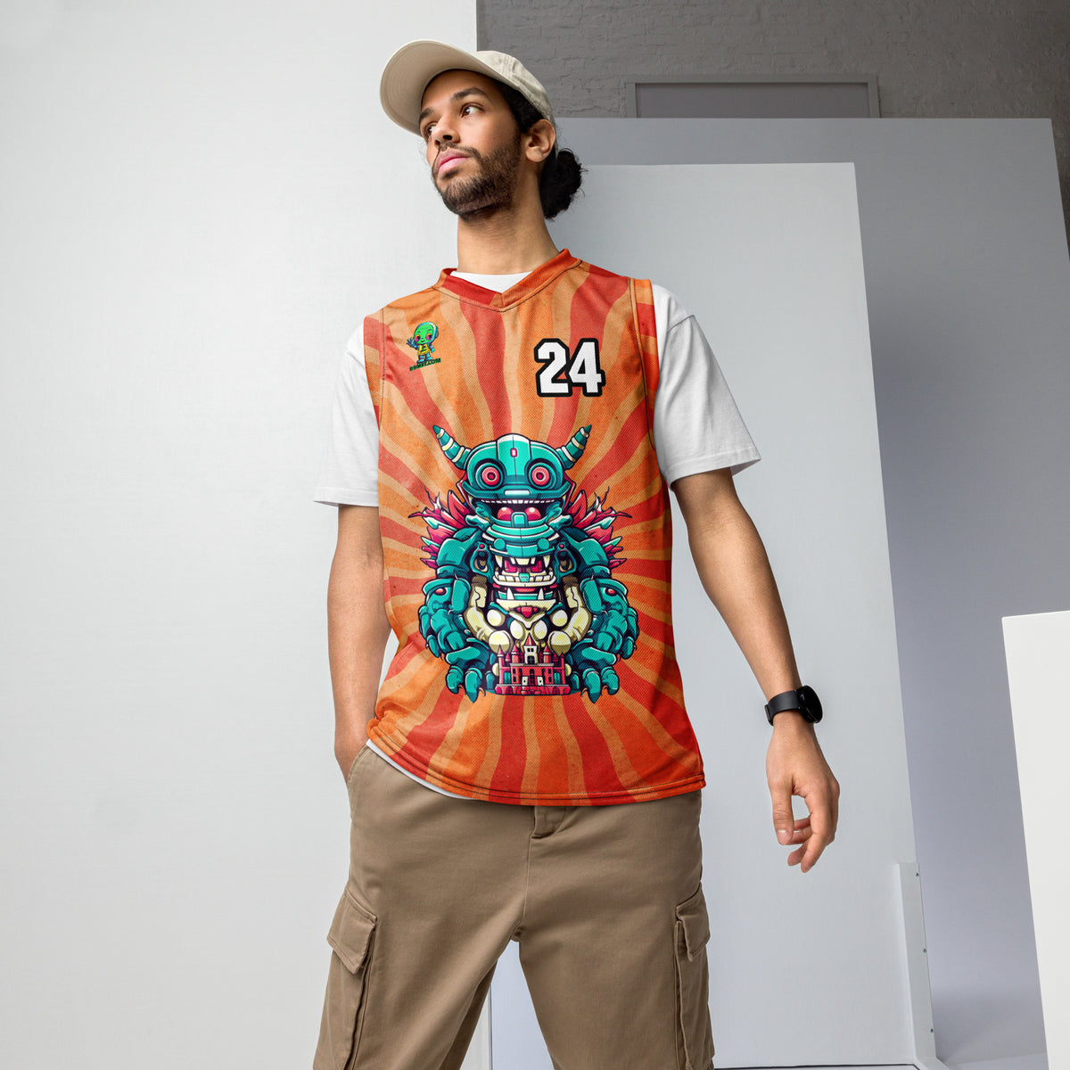 Toy Town Watchman - Recycled unisex basketball jersey - Solar Flare Colorway