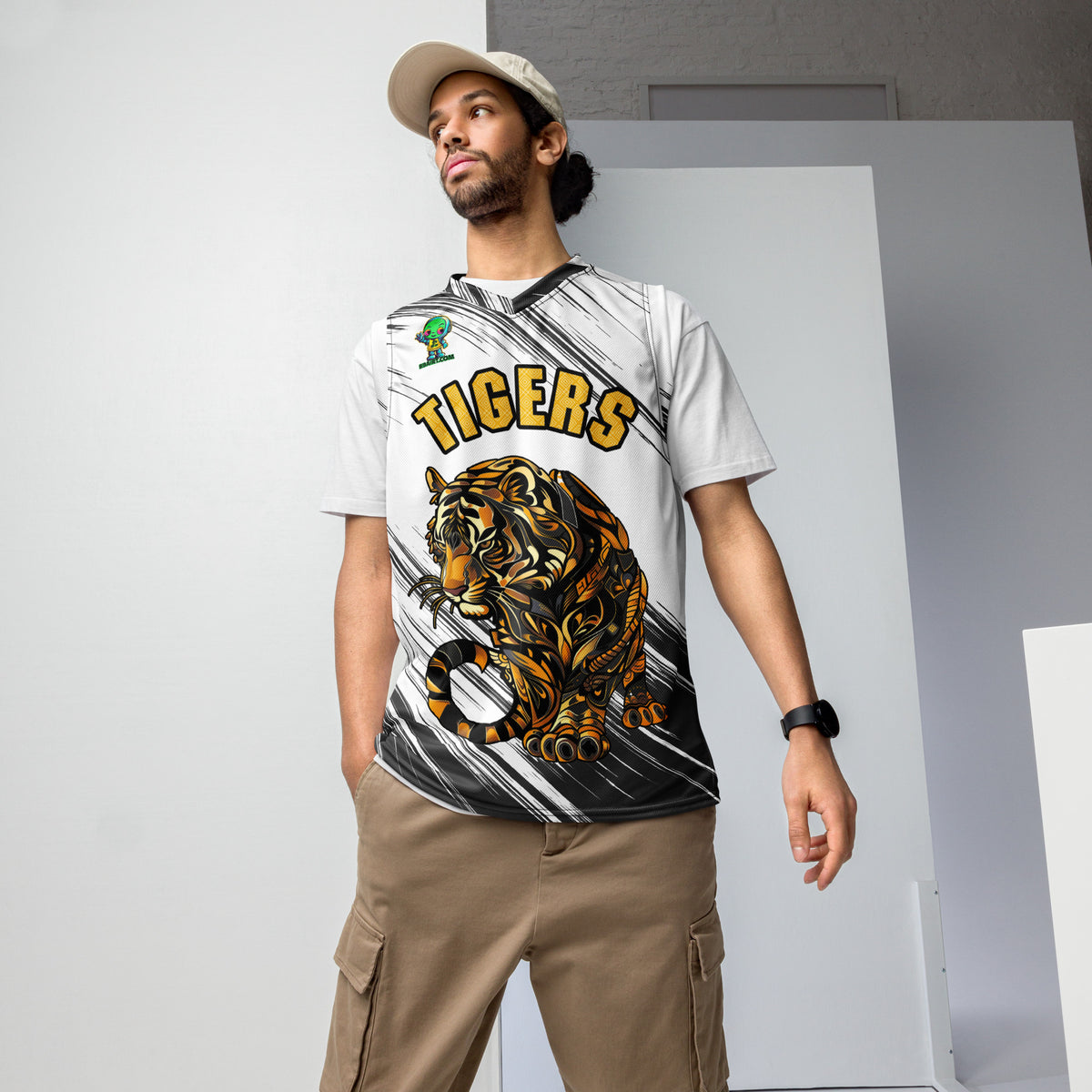 Bengal Brilliance - Recycled unisex basketball jersey - Abstract Black and White