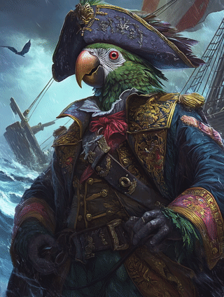 Captain Plume the Pirate Parrot – Framed Canvas Print