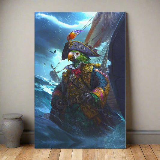 Captain Plume the Pirate Parrot - Canvas Print - BBairt
