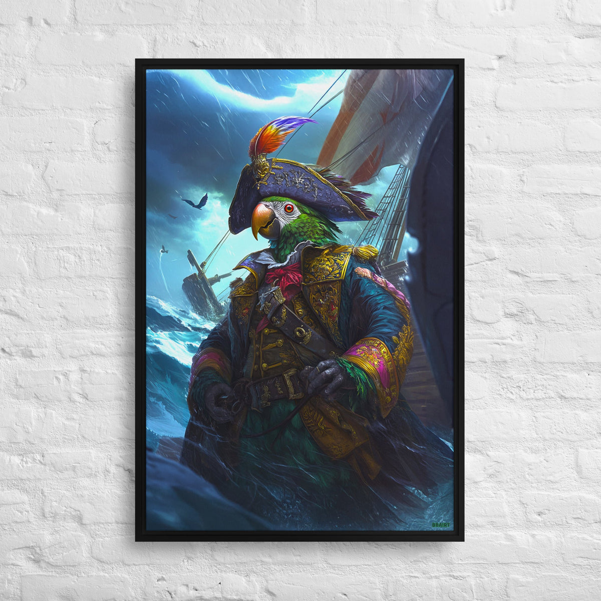 Captain Plume the Pirate Parrot - Framed Canvas Print - BBairt