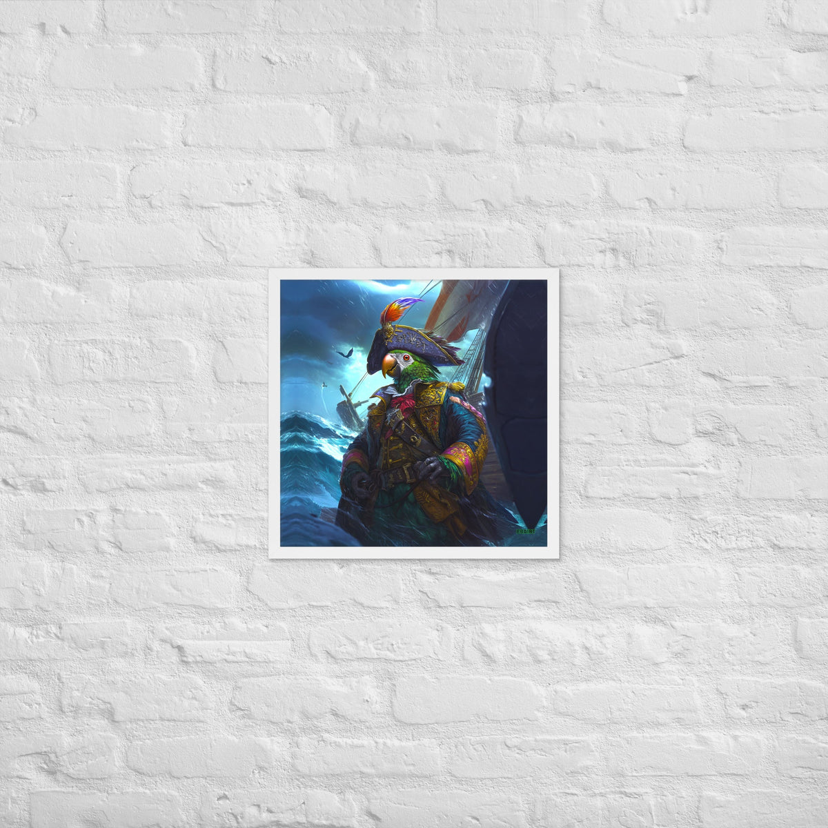Captain Plume the Pirate Parrot - Framed Matte Poster - BBairt