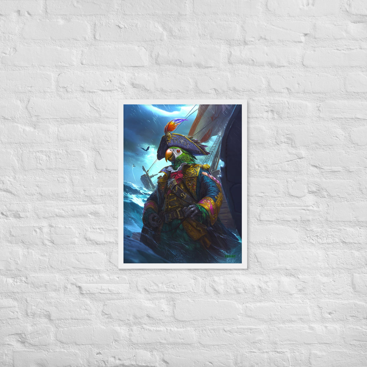 Captain Plume the Pirate Parrot - Framed Matte Poster - BBairt