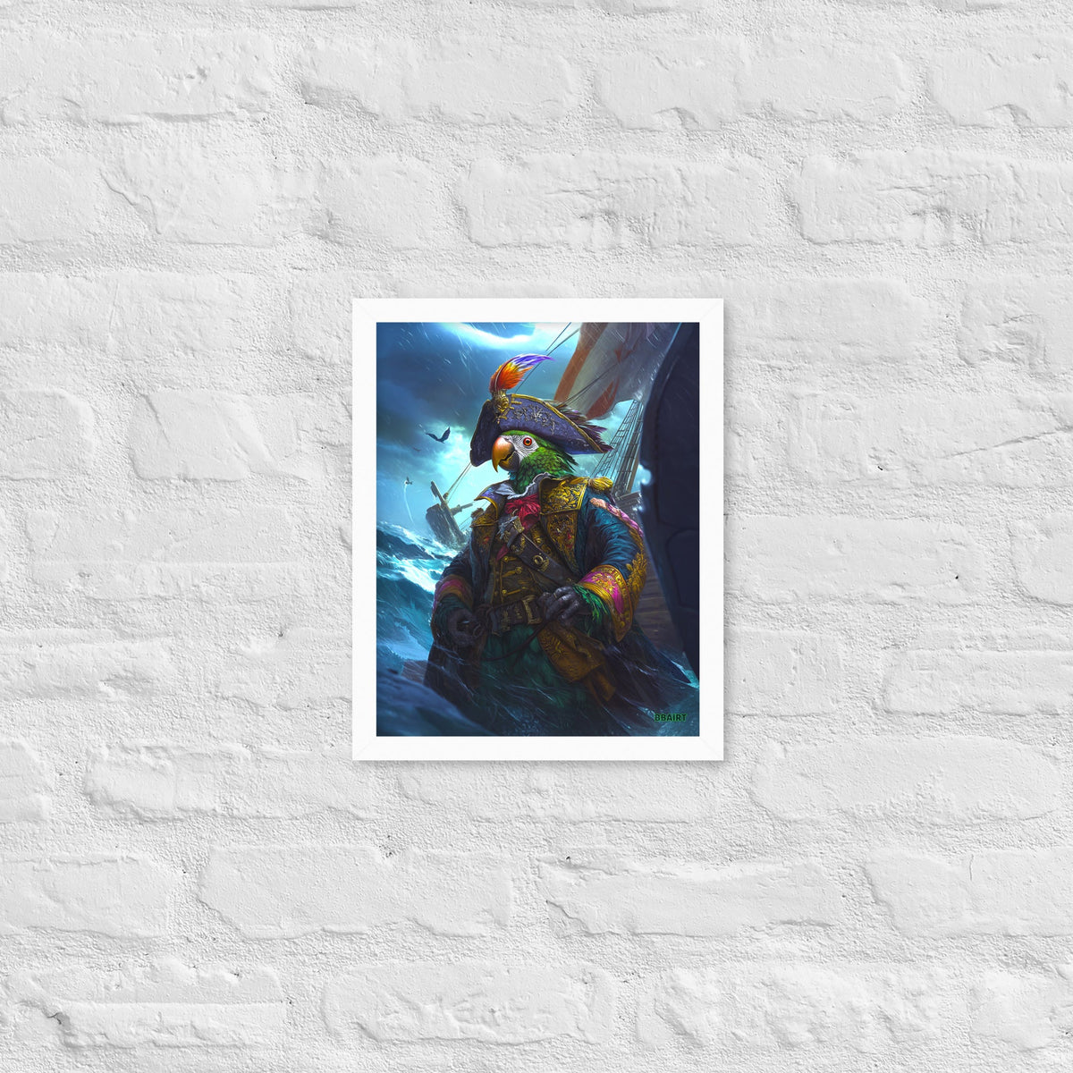 Captain Plume the Pirate Parrot - Framed Matte Poster - BBairt