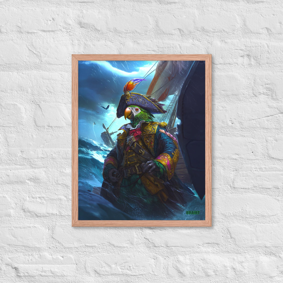 Captain Plume the Pirate Parrot - Framed Matte Poster - BBairt