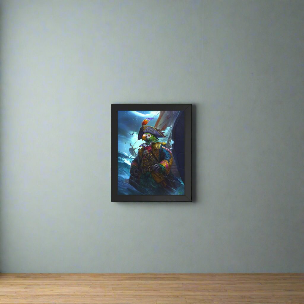 Captain Plume the Pirate Parrot - Framed Photo Paper Poster - BBairt