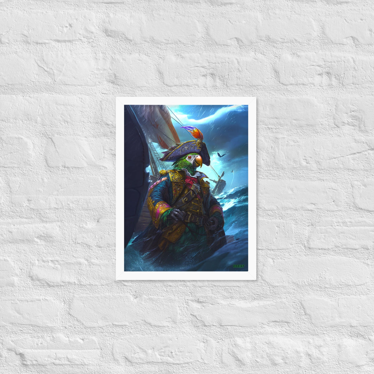 Captain Plume the Pirate Parrot - Framed Photo Paper Poster - BBairt