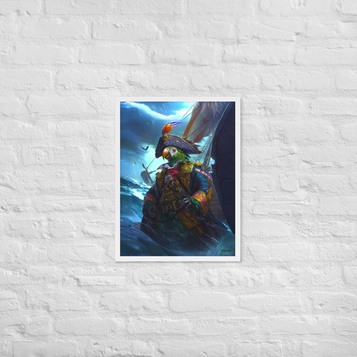 Captain Plume the Pirate Parrot - Framed Photo Paper Poster - BBairt