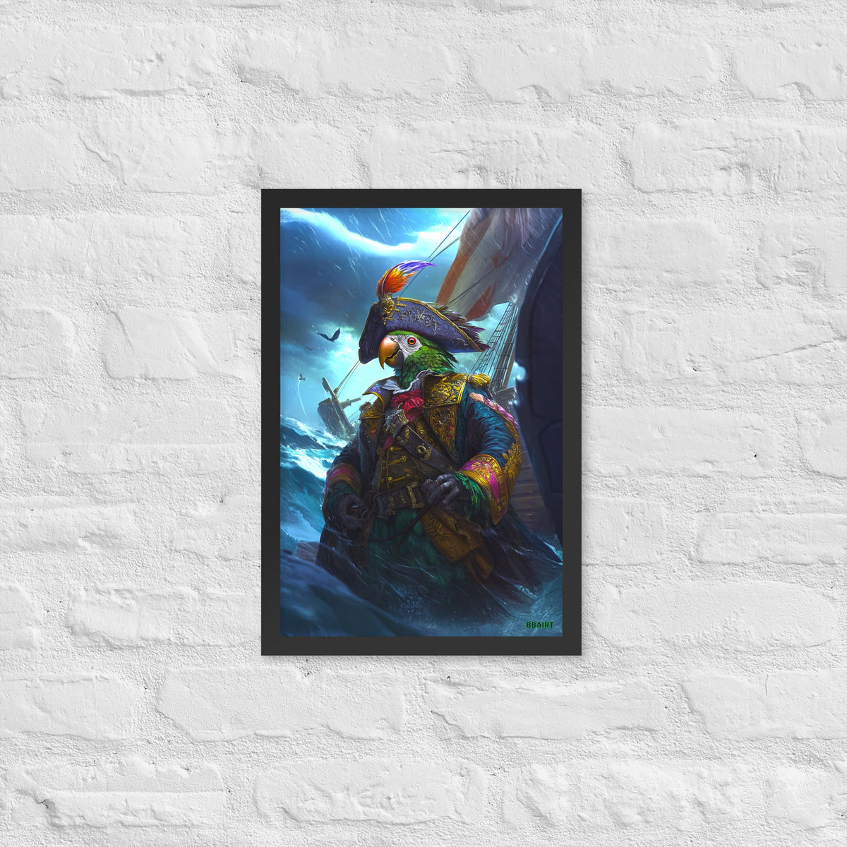 Captain Plume the Pirate Parrot - Framed Photo Paper Poster - BBairt