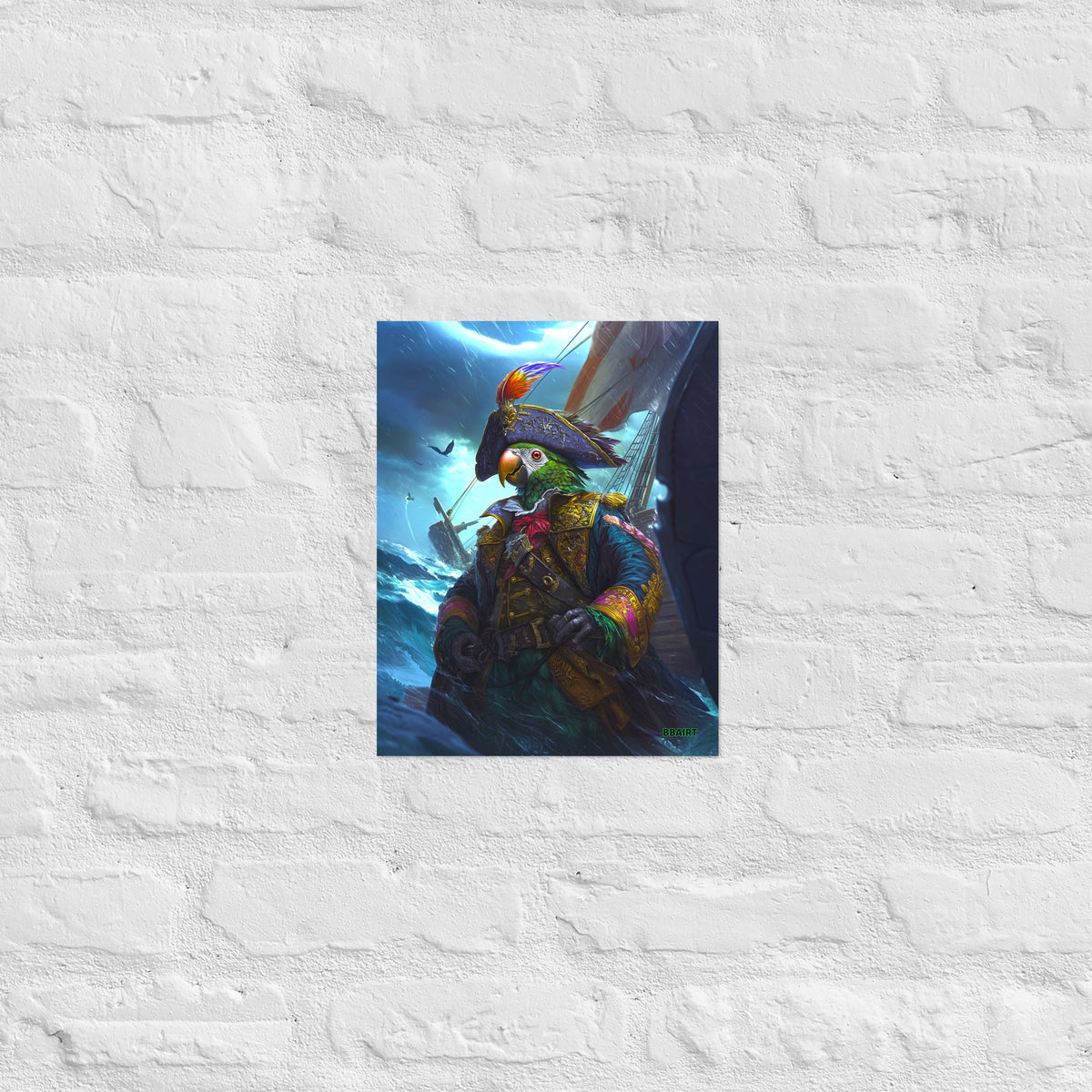 Captain Plume the Pirate Parrot - Photo Paper Poster - BBairt