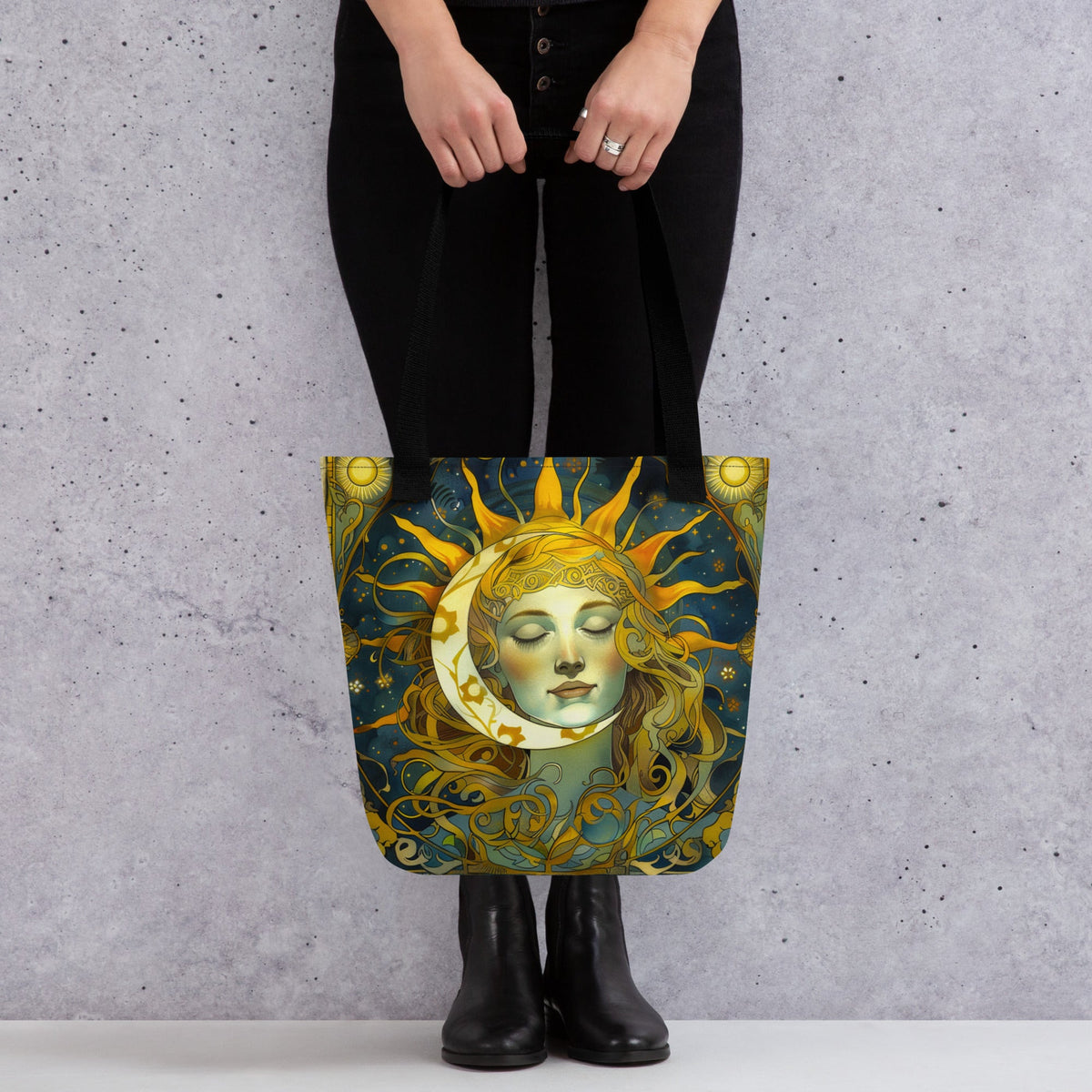 Cosmic Harmony: Sun and Moon Balance - Eco Tote Bag - BBairt