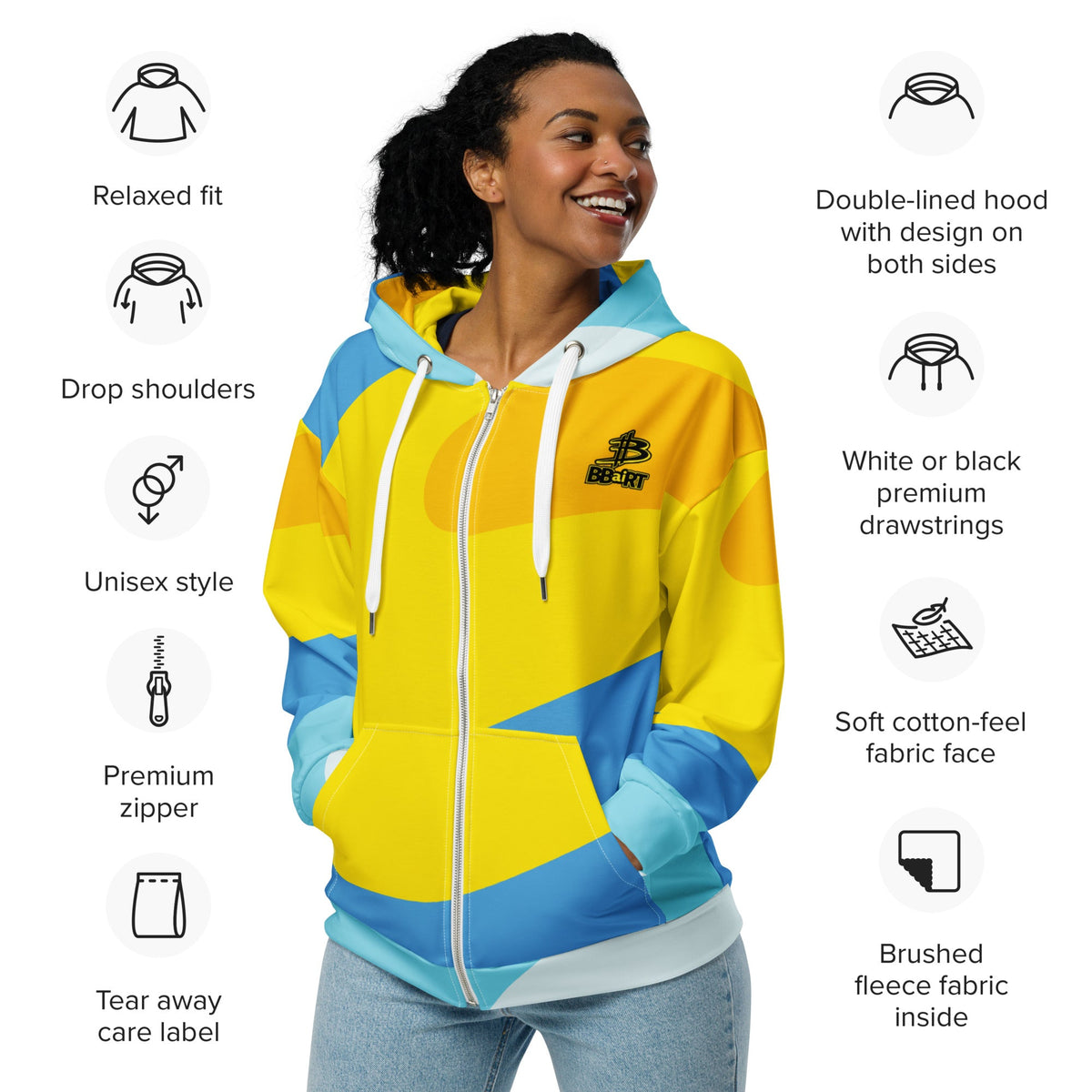 Cosmo the Cuddlebear - Unisex All - Over Print Zip Hoodie - BBairt