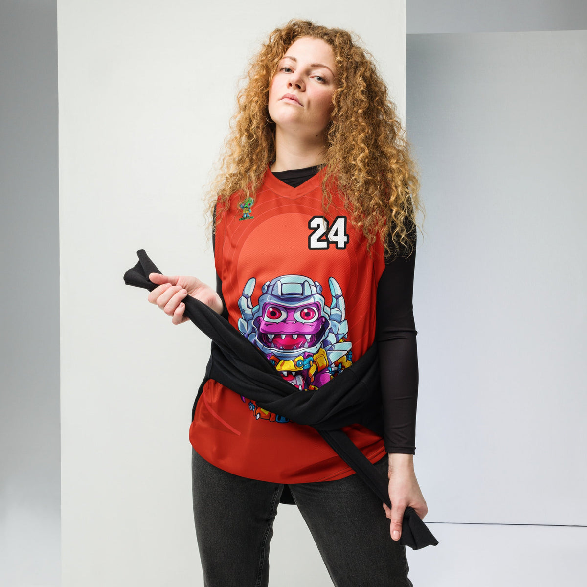 Cyber Critter - Recycled unisex basketball jersey - Crimson Vortex Colorway - BBairt