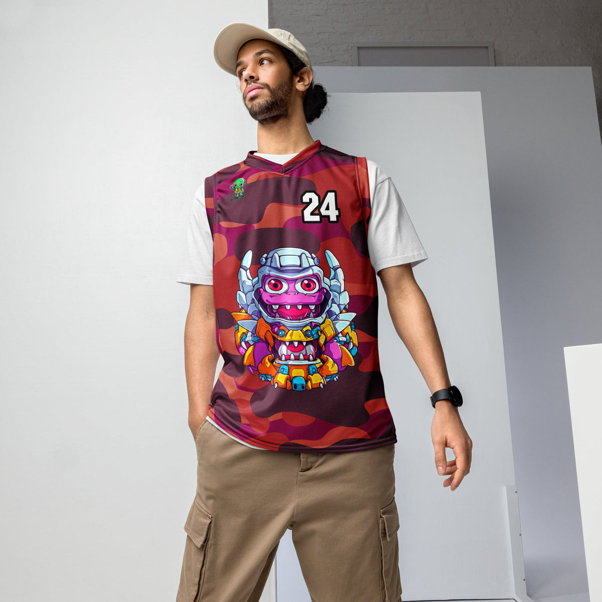 Cyber Critter - Recycled unisex basketball jersey - Inferno Camo Colorway - BBairt