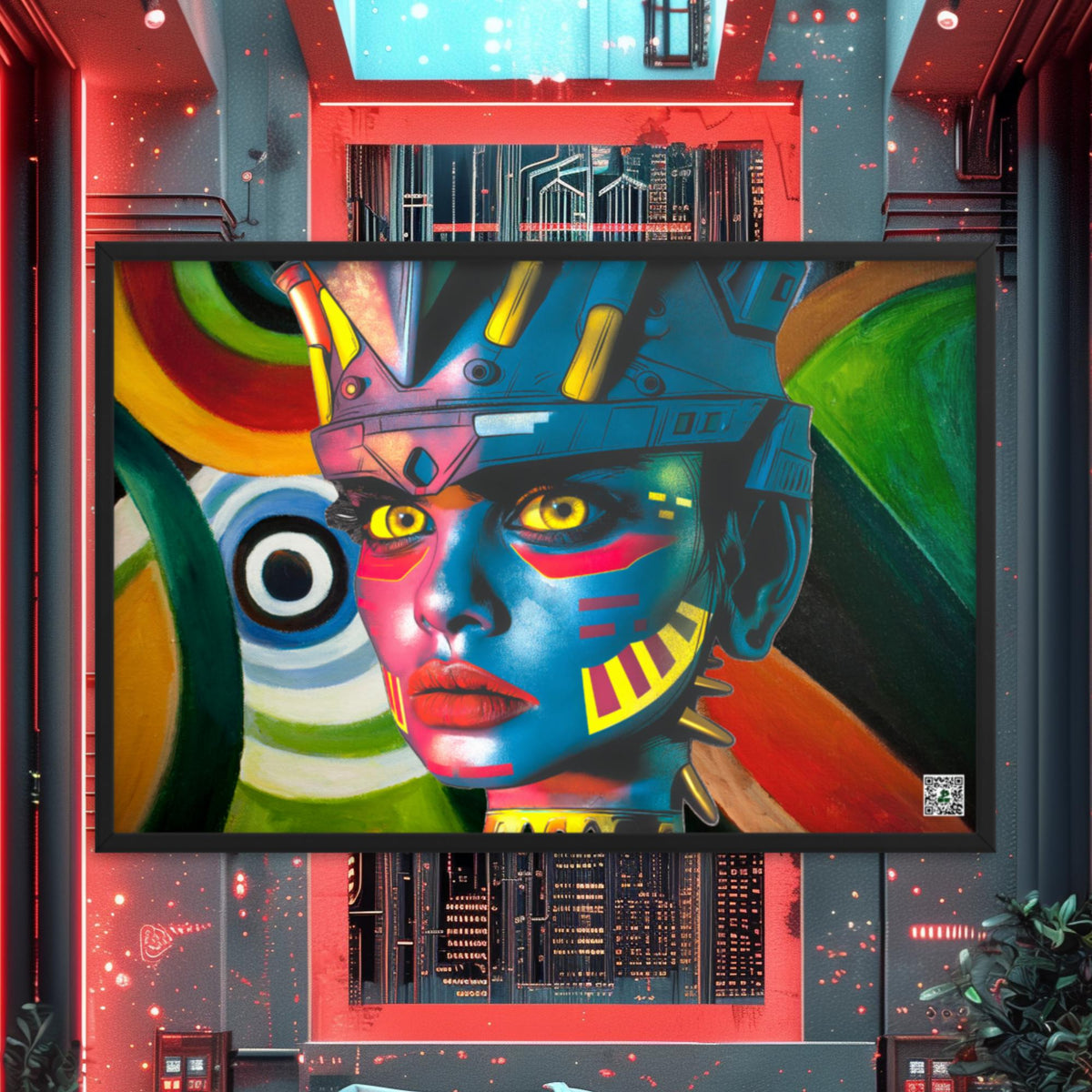 Cyber Empress - Framed photo paper poster - Abstract Spectrum Colorway - BBairt