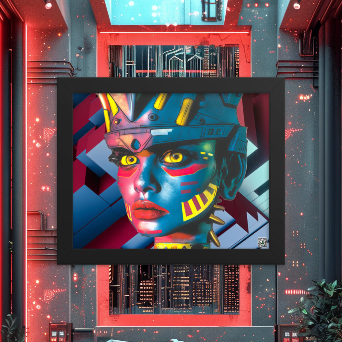 Cyber Empress - Framed photo paper poster - Geometric Pulse Colorway - BBairt