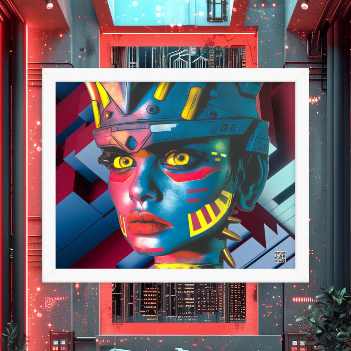 Cyber Empress - Framed photo paper poster - Geometric Pulse Colorway - BBairt