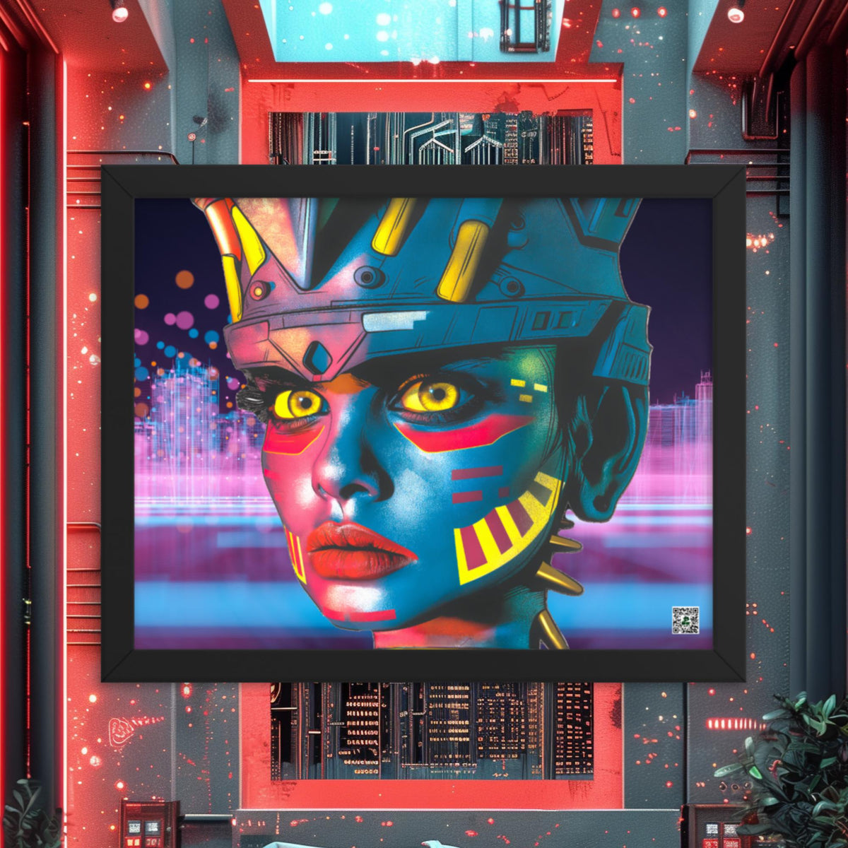 Cyber Empress - Framed photo paper poster - Neon Skyline - BBairt