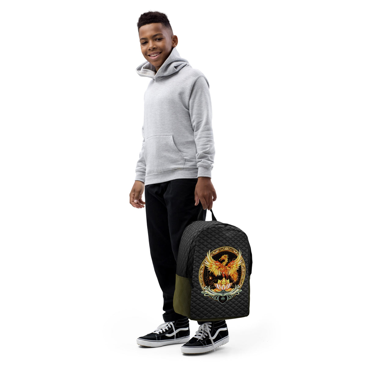 Elemental Harmony: Fiery Phoenix and Calm Lotus - Minimalist Backpack - BBairt