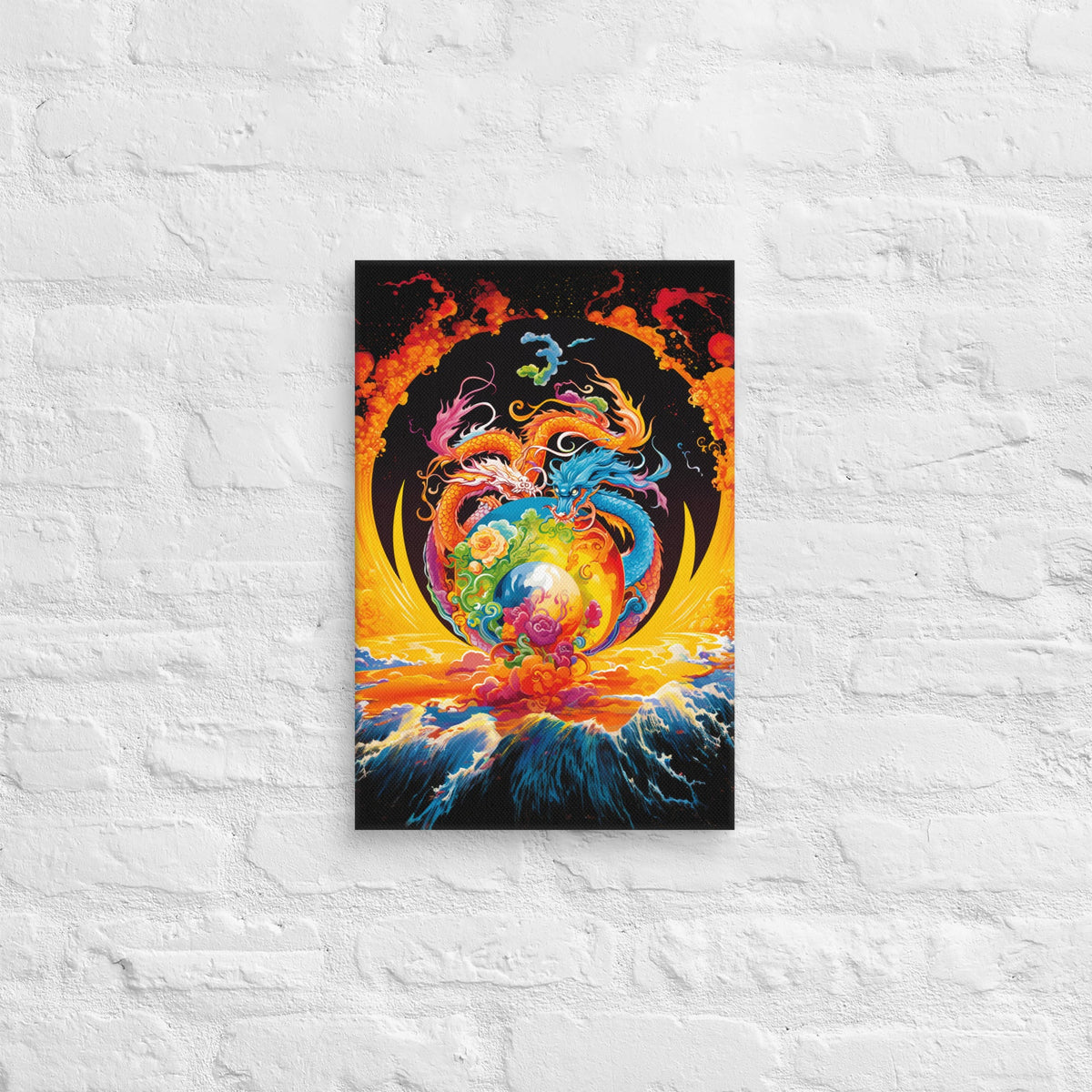 Eternal Harmony: Dual Dragon Canvas Print - BBairt