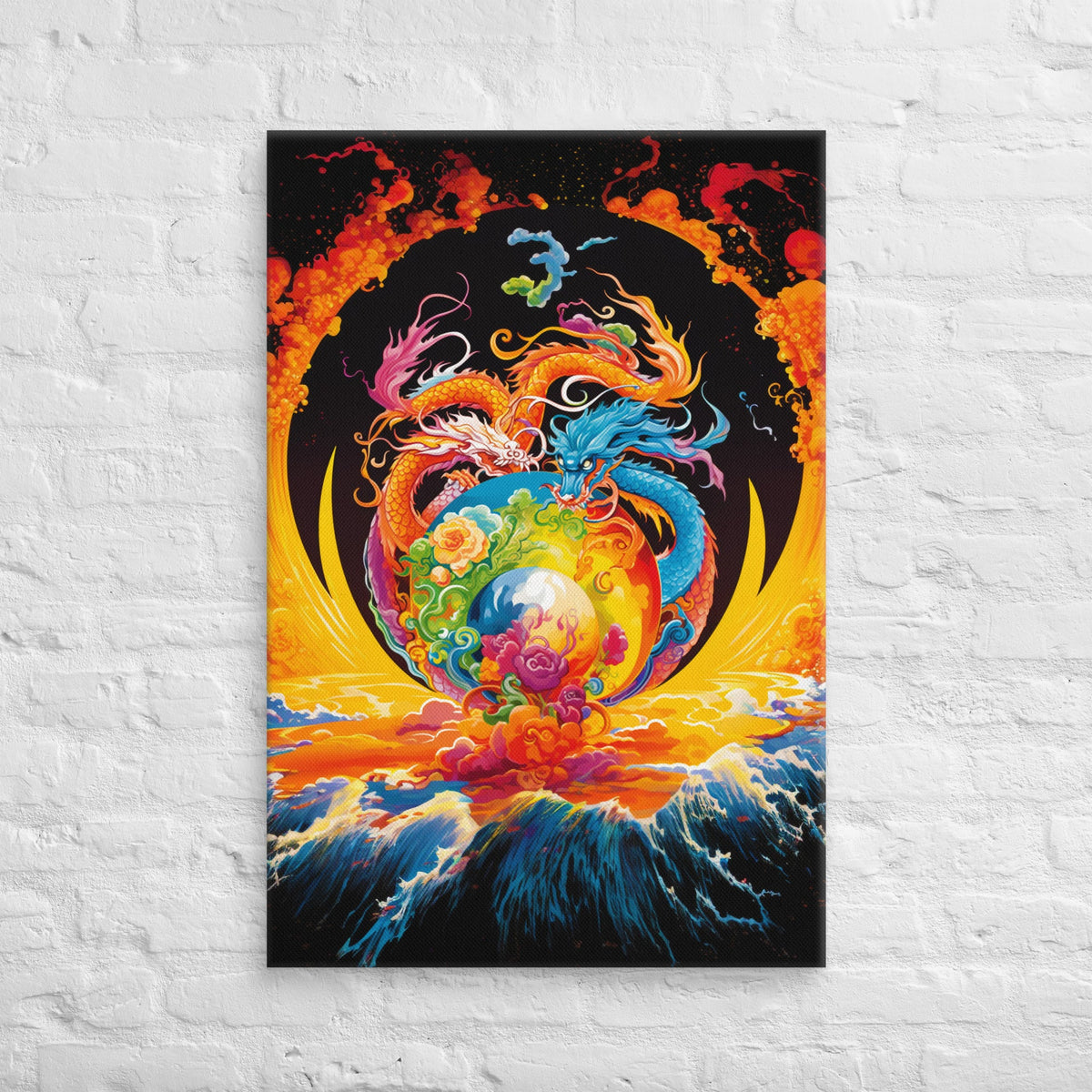 Eternal Harmony: Dual Dragon Canvas Print - BBairt