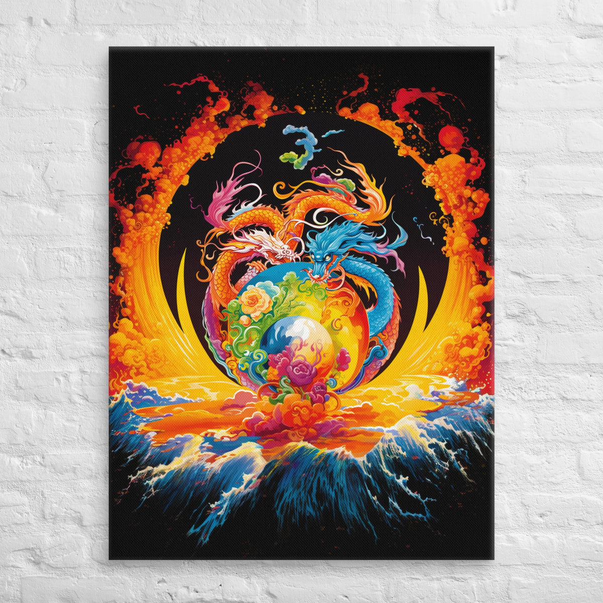 Eternal Harmony: Dual Dragon Canvas Print - BBairt