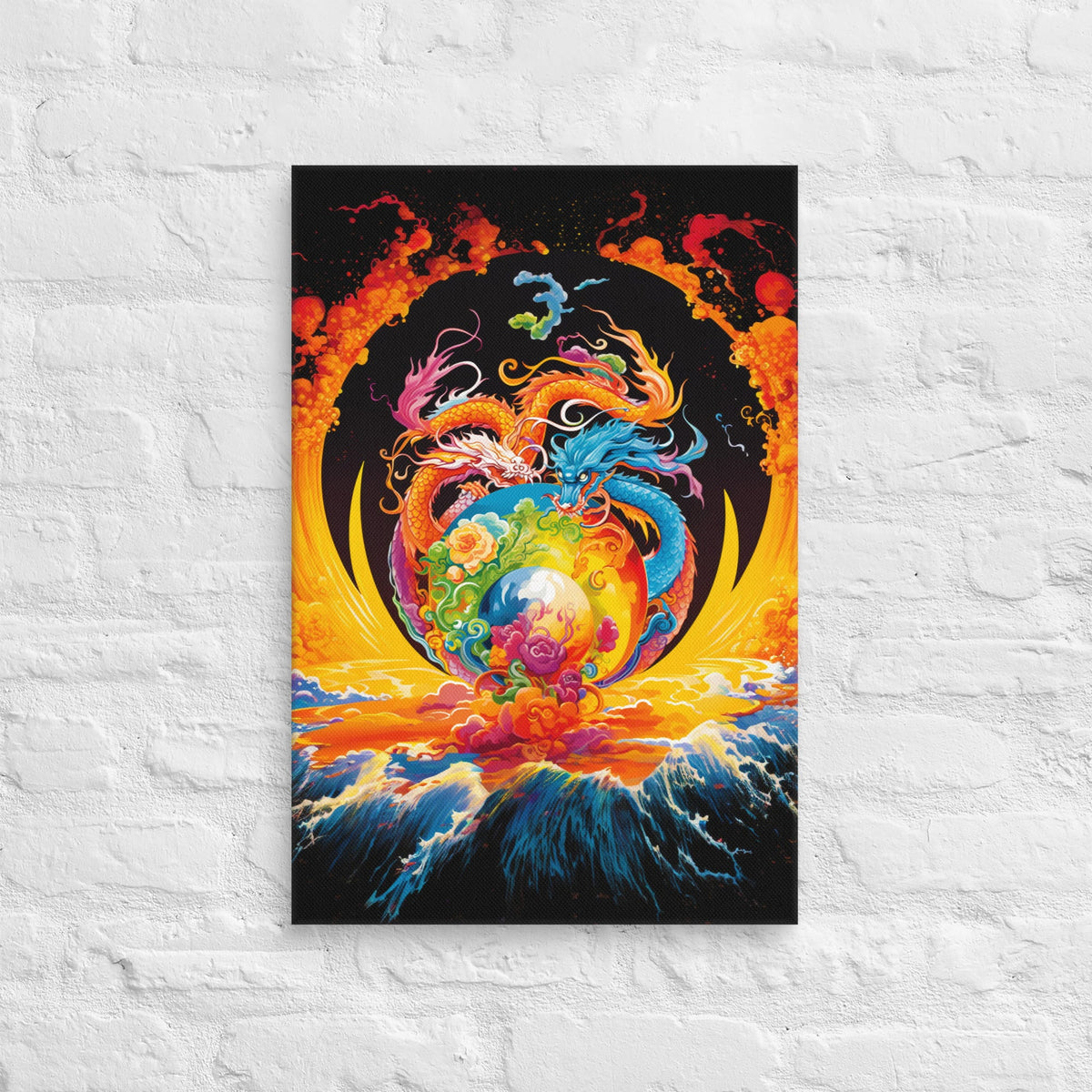 Eternal Harmony: Dual Dragon Canvas Print - BBairt